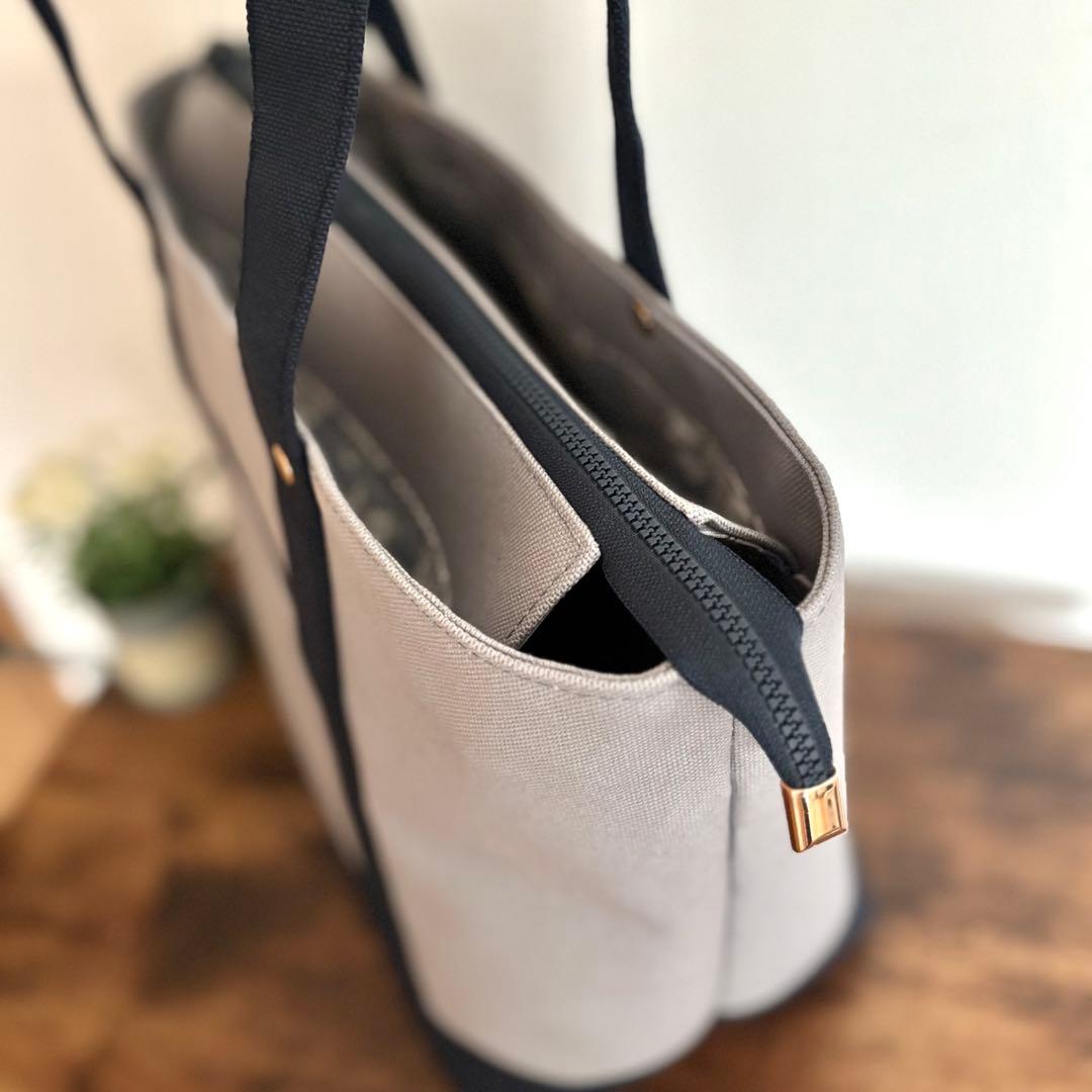 【咲良】あおりポケット付きトートバッグL 倉敷8号帆布　ストームグレー