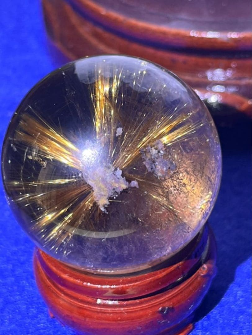 ルチルクォーツ　スフィア　41mm 太陽放射　丸玉　タイチン