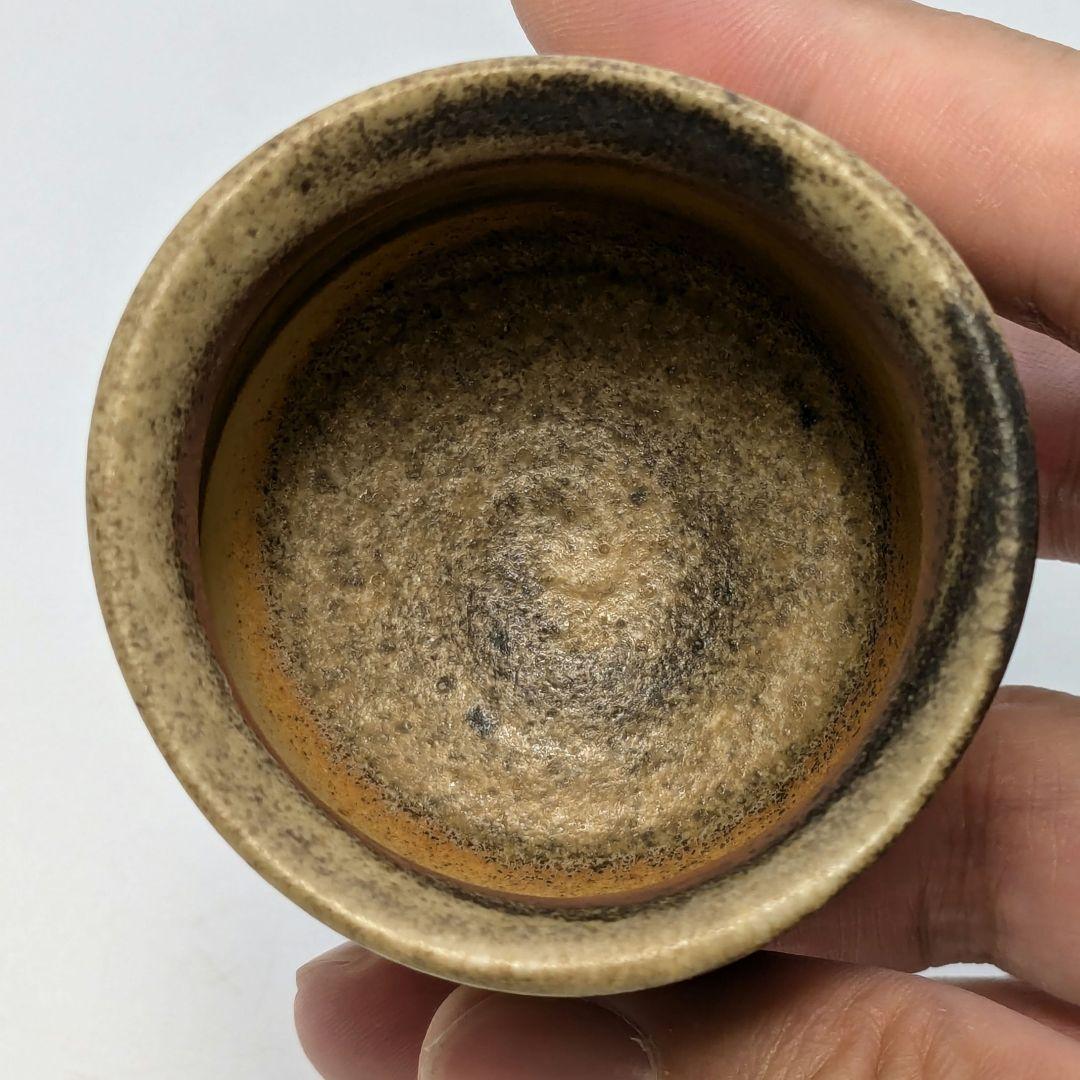 岡山県重要無形文化財 松井與之 備前焼 練上酒呑 共箱共布栞 ぐい呑 酒器 酒盃