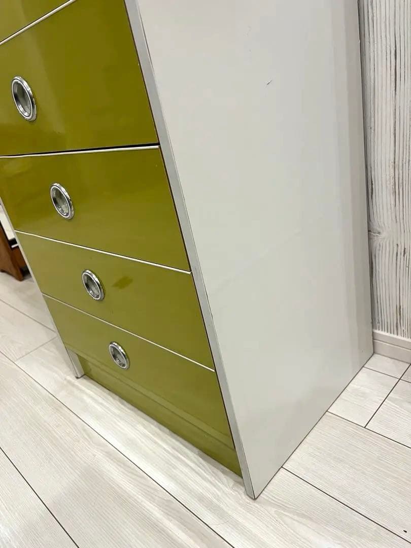 ☆早い者勝ち☆昭和レトロ レトロポップ 7段チェスト オリーブグリーン