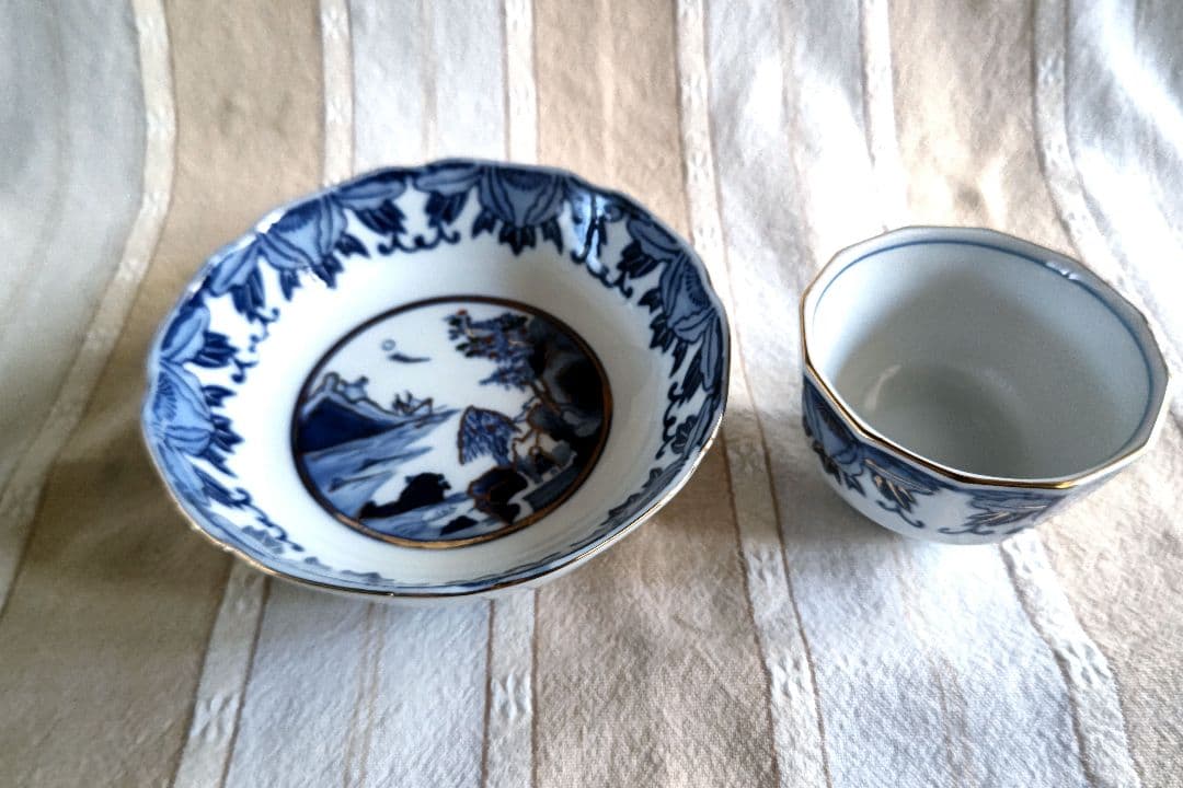 【うどん皿】青と白の陶器 うどん皿・汁入れ 19組セット★