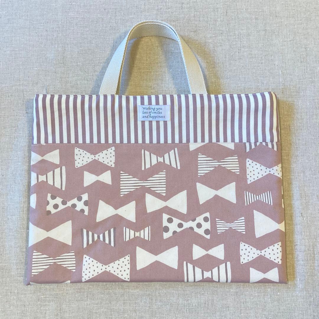 入園入学5点セット　ピンクリボン　くすみカラー　ネームタグ付き　女の子　匿名配送