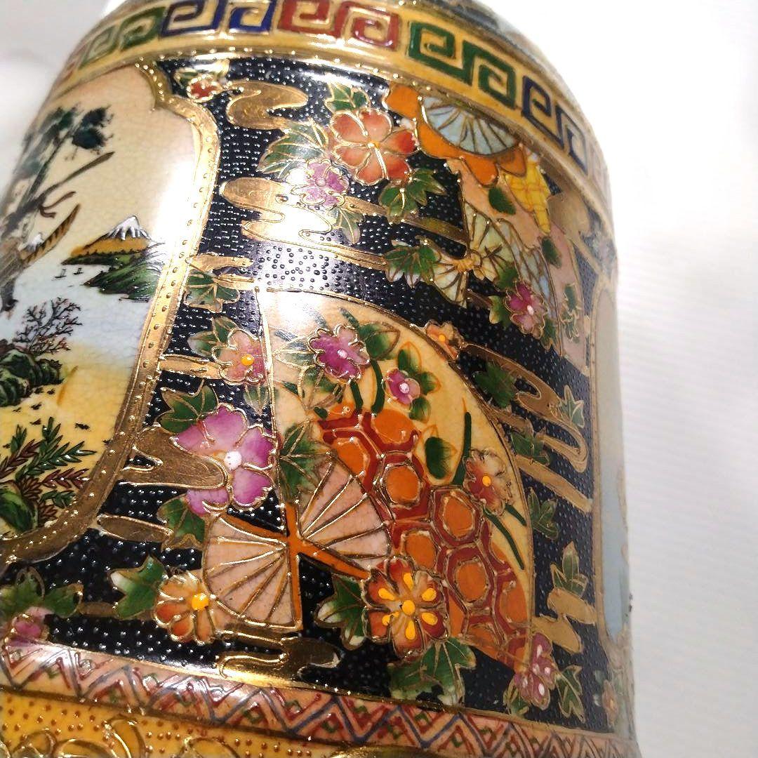 薩摩焼 金彩 金襴手 色絵 色錦 豪華絢爛 古美術品 置物 釣鐘 鐘型 特大