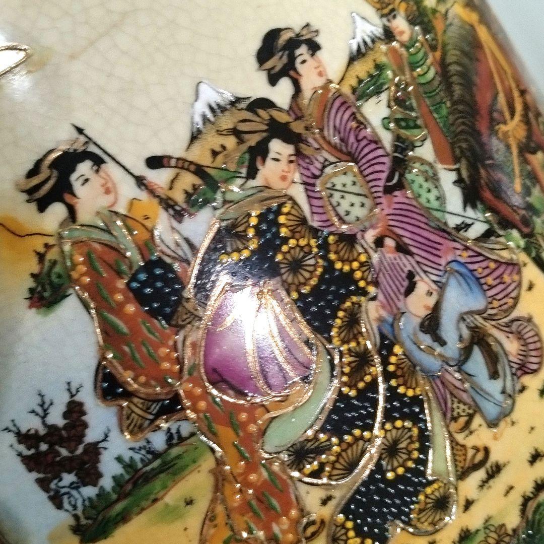 薩摩焼 金彩 金襴手 色絵 色錦 豪華絢爛 古美術品 置物 釣鐘 鐘型 特大