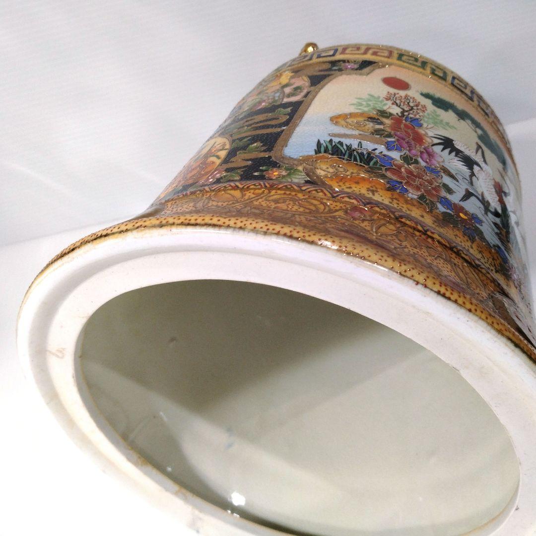 薩摩焼 金彩 金襴手 色絵 色錦 豪華絢爛 古美術品 置物 釣鐘 鐘型 特大