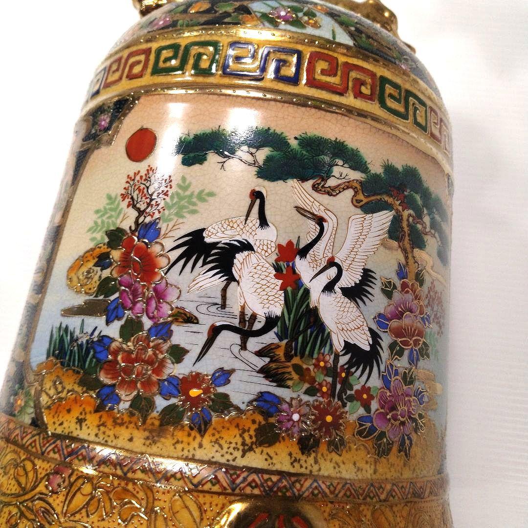薩摩焼 金彩 金襴手 色絵 色錦 豪華絢爛 古美術品 置物 釣鐘 鐘型 特大