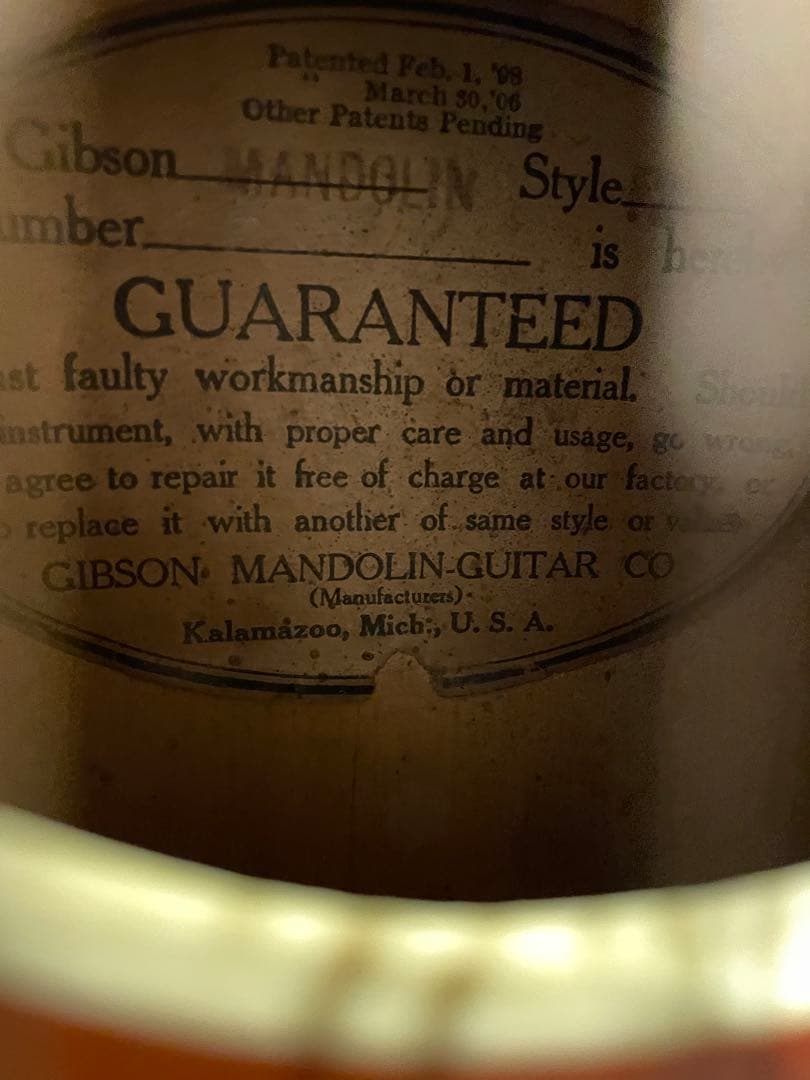 Gibson ヴィンテージ マンドリン F2 約100年前 USA ケース付
