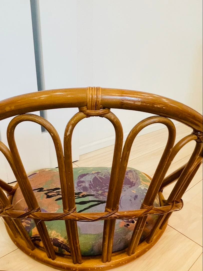 【3点セット】籐　座椅子　昭和　レトロ　和　アンティーク　ラタン