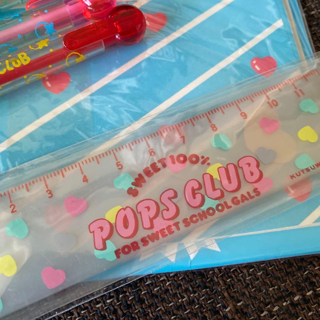 当時物 昭和ファンシー 『POPS CLUB』缶ペン レターセット 定規セット