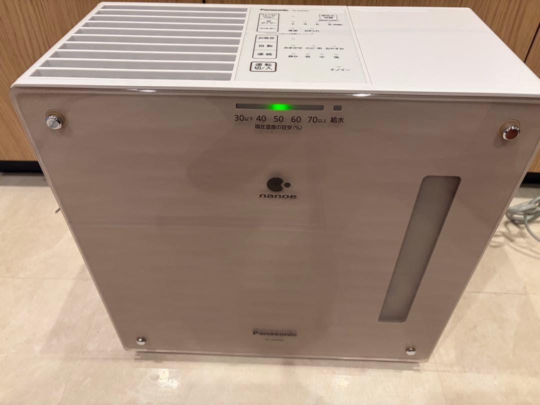 美品 Panasonic 2021年製 ナノイー搭載 ヒーターレス気化式加湿機