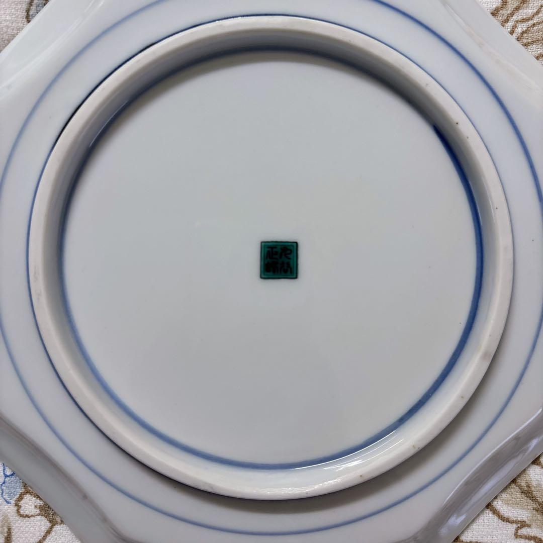 九谷焼　正峰窯　五草花　6.5号皿揃　中皿　銘々皿　八角皿　直径20.3cm