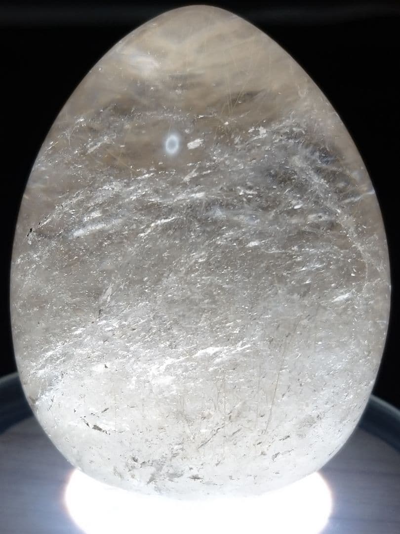 天然石■スモーキールチルクォーツ■虹入り■エッグ■卵■たまご■台座付き■レア