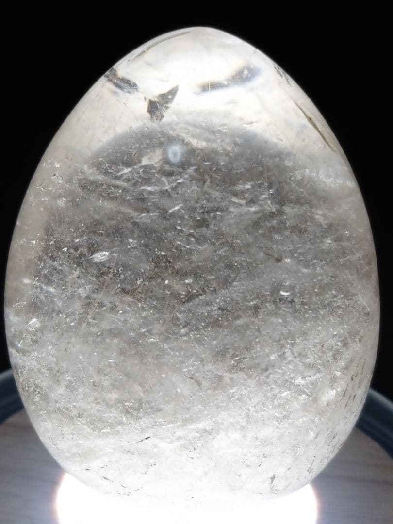 天然石■スモーキールチルクォーツ■虹入り■エッグ■卵■たまご■台座付き■レア