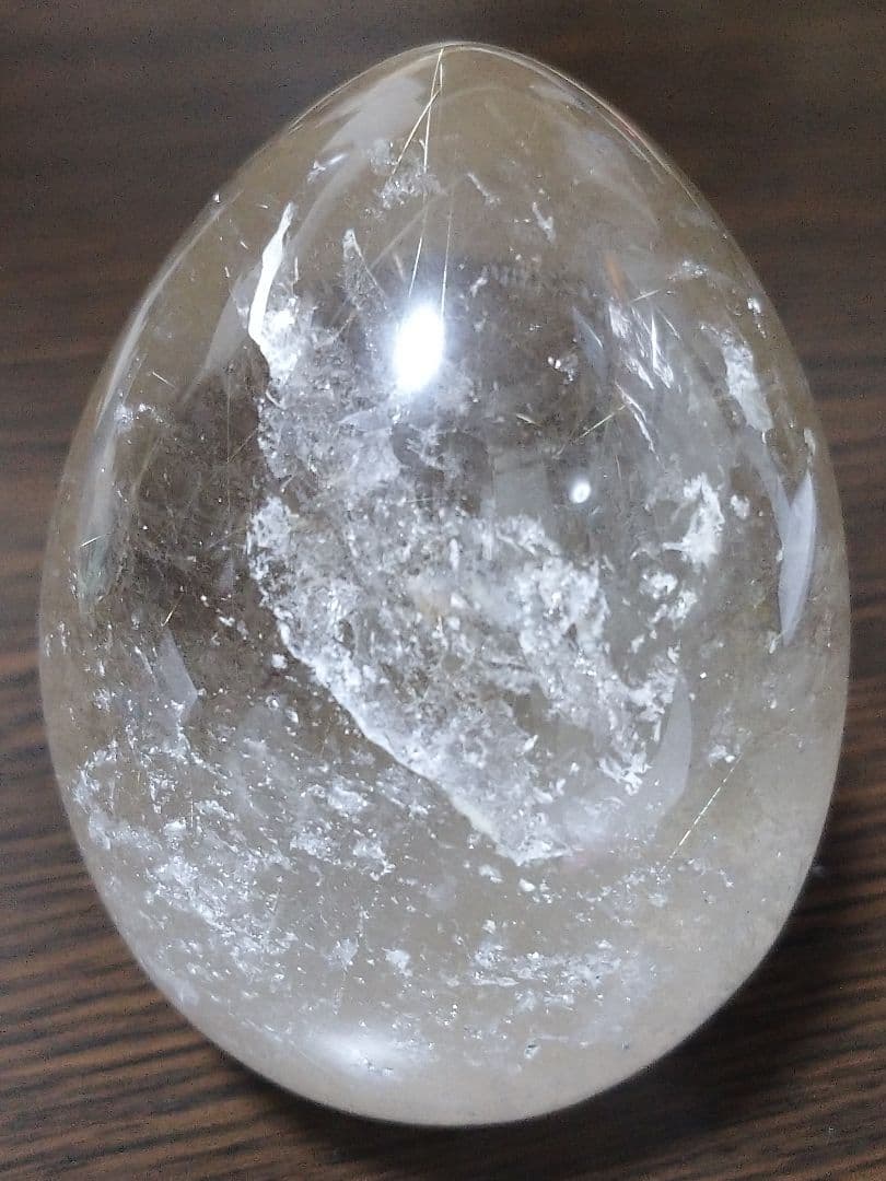 天然石■スモーキールチルクォーツ■虹入り■エッグ■卵■たまご■台座付き■レア