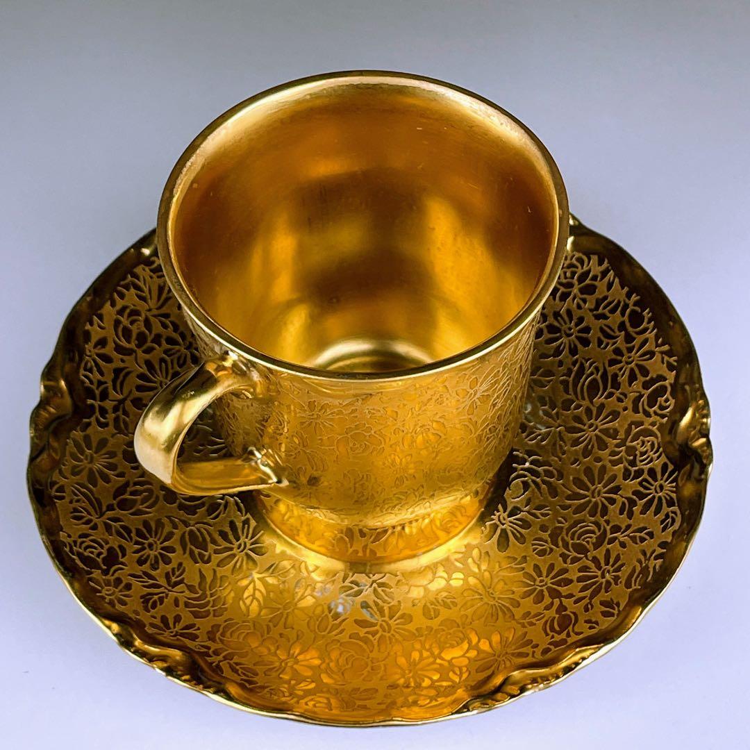 【希少】フッチェンロイター 24K 金彩 カップ＆ソーサー ハンドエングレーブド