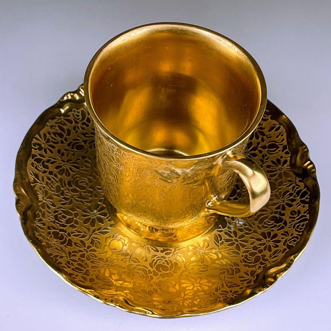 【希少】フッチェンロイター 24K 金彩 カップ＆ソーサー ハンドエングレーブド