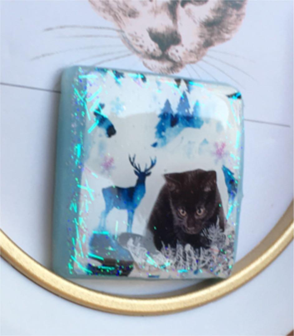 レジンヘアゴム♡雪の日トナカイさんと黒猫ちゃん・再販不可