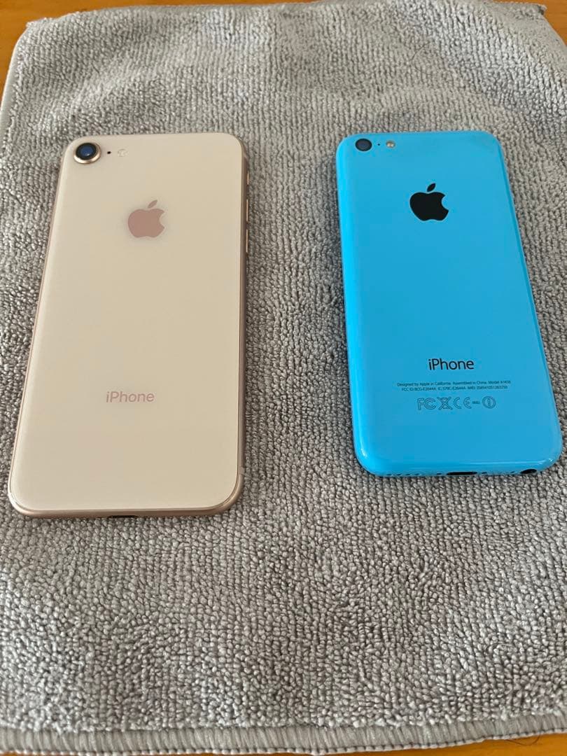 iPhone 8 ゴールド & iPhone 5c ブルー セット