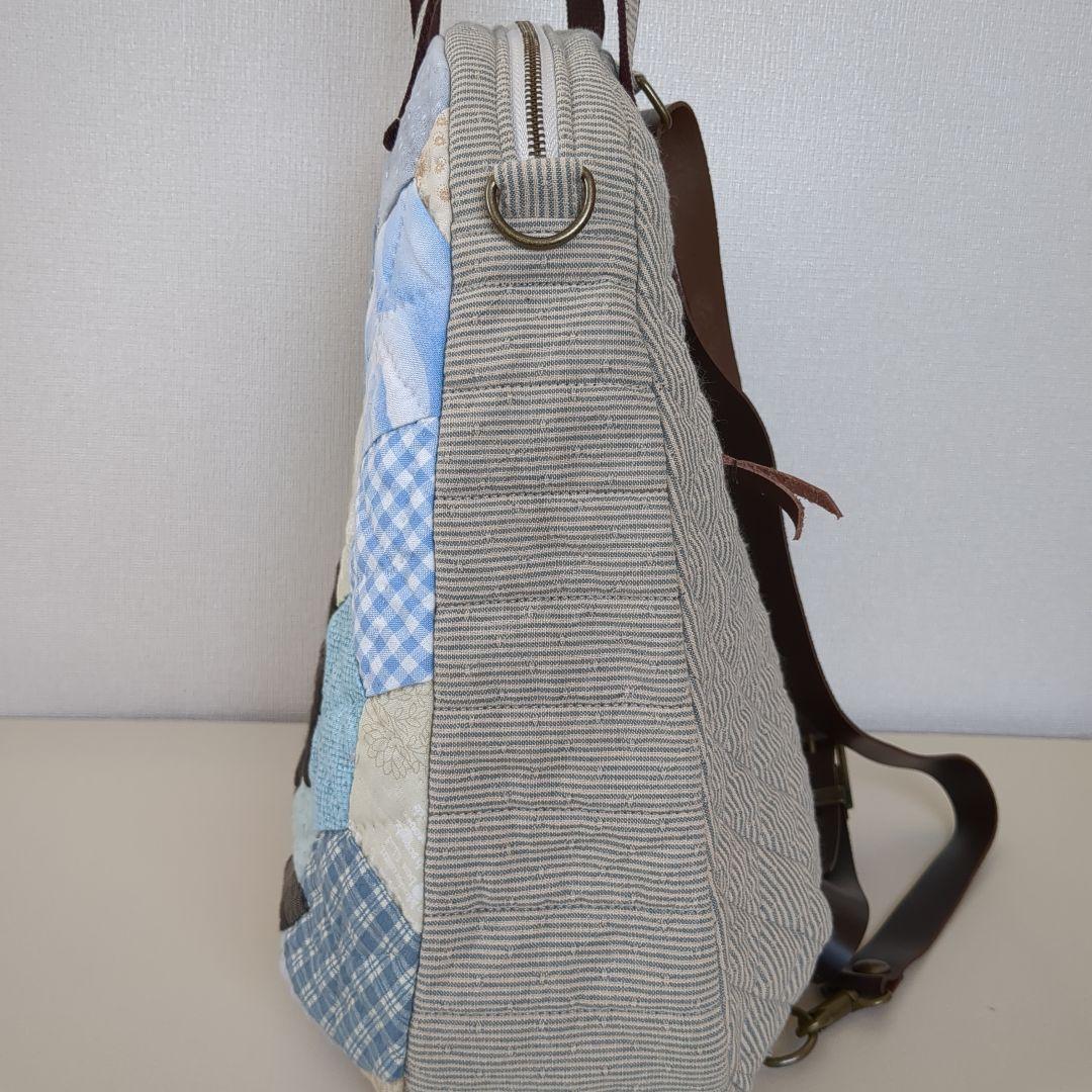 パッチワーク　六角つなぎの3WAYバッグ