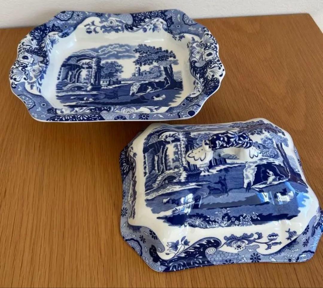 【週末セール中】【美品】spode ブルーイタリアンカバードベジタブルディッシュ