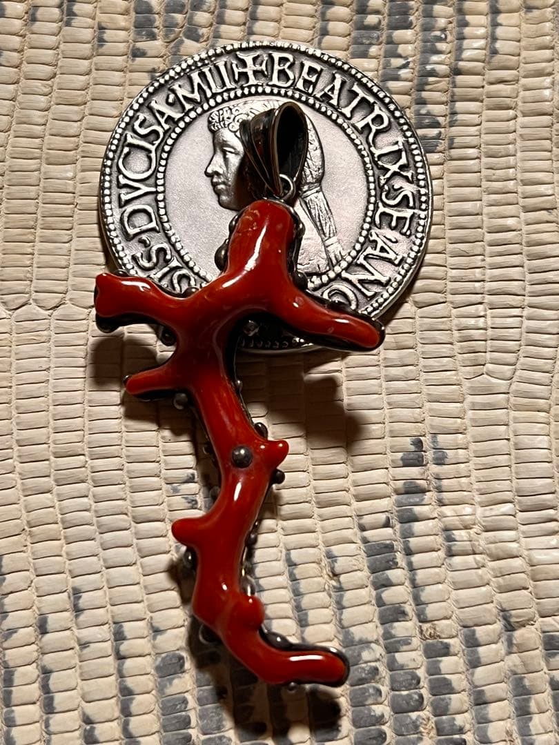 赤珊瑚と銀のペンダント silver925 珊瑚のペンダントトップ コーラル