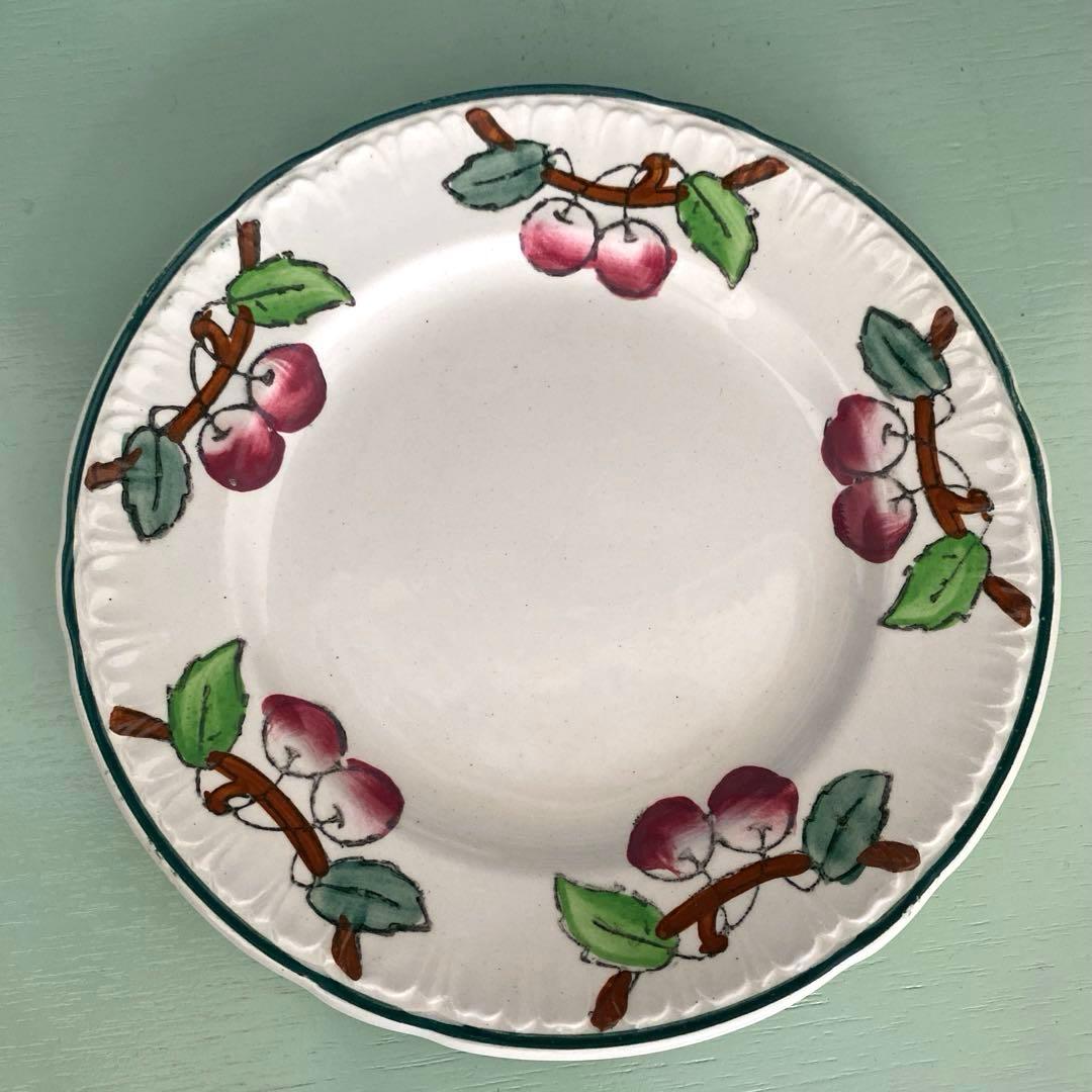 フランスアンティークLongwy ロンウィ プレートチェリー【B】