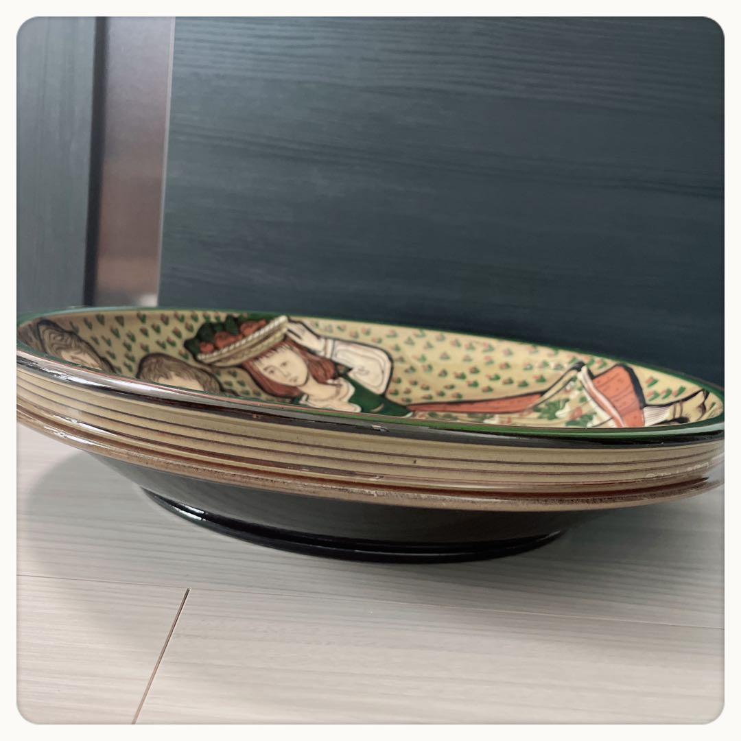 スイス　Schneider工房　ハンドペイント　ヴィンテージ大皿　レアサイズ