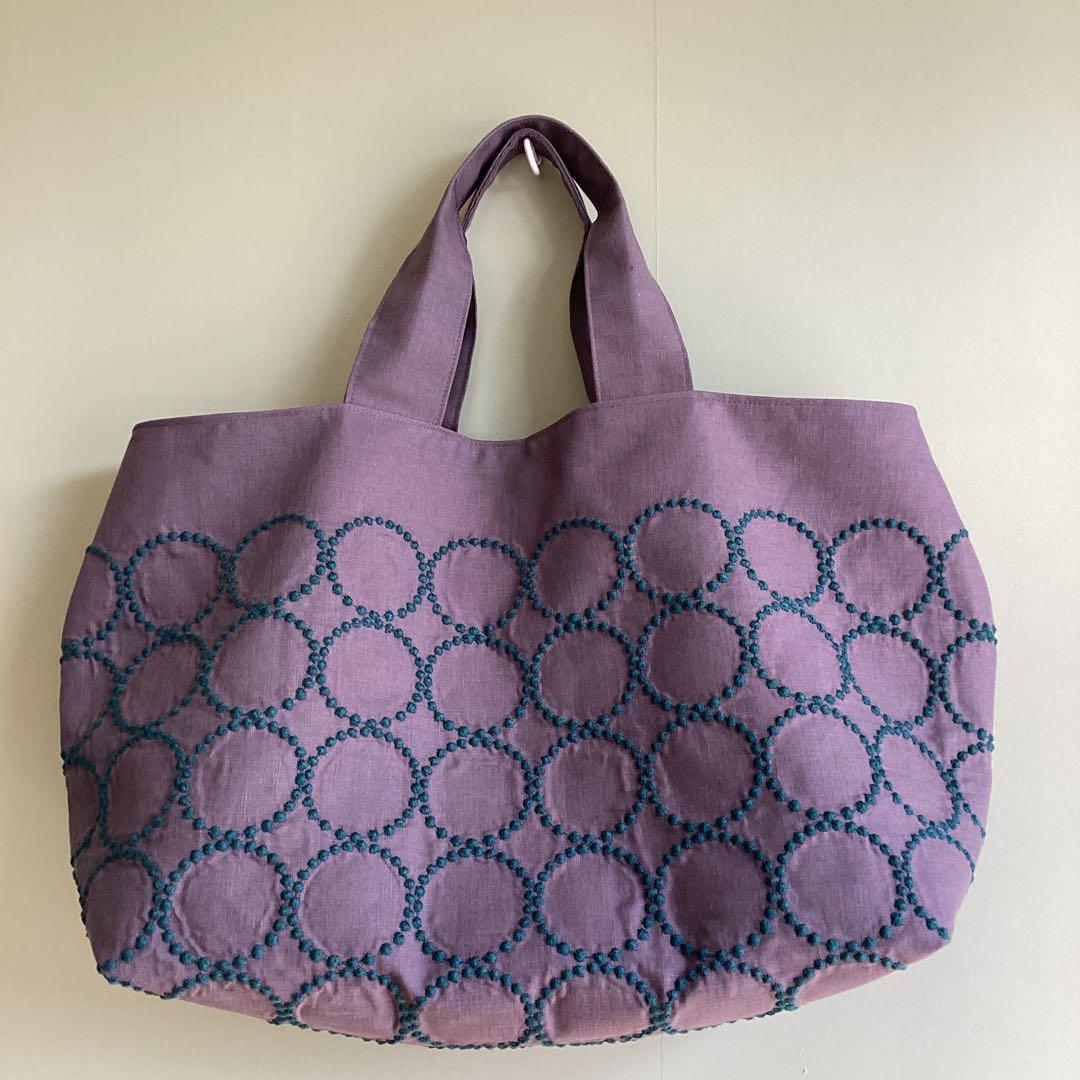 ミナペルホネンタンバリンbordeaux両面でトートバッグハンドメイド