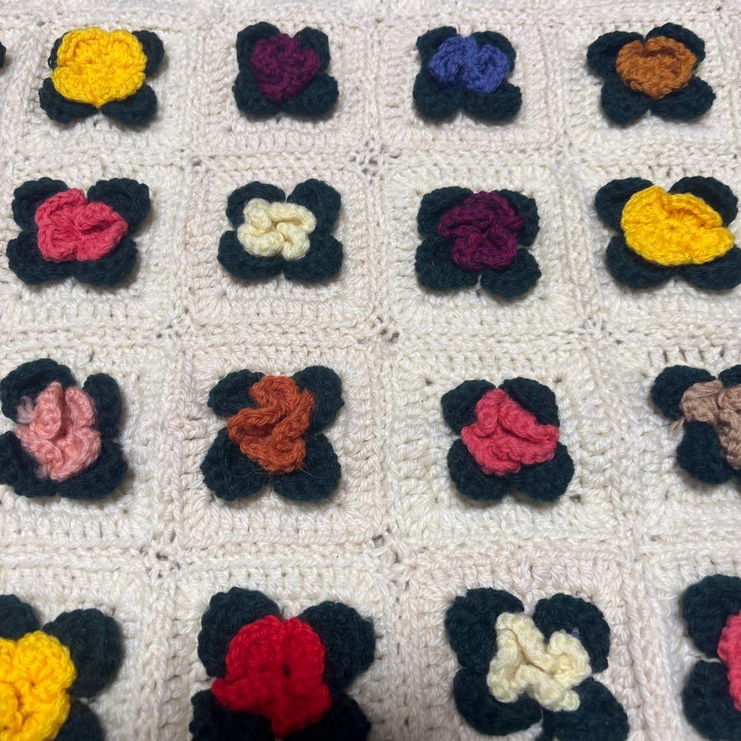 圧縮発送手編み花柄モチーフブランケットハンドメイド
