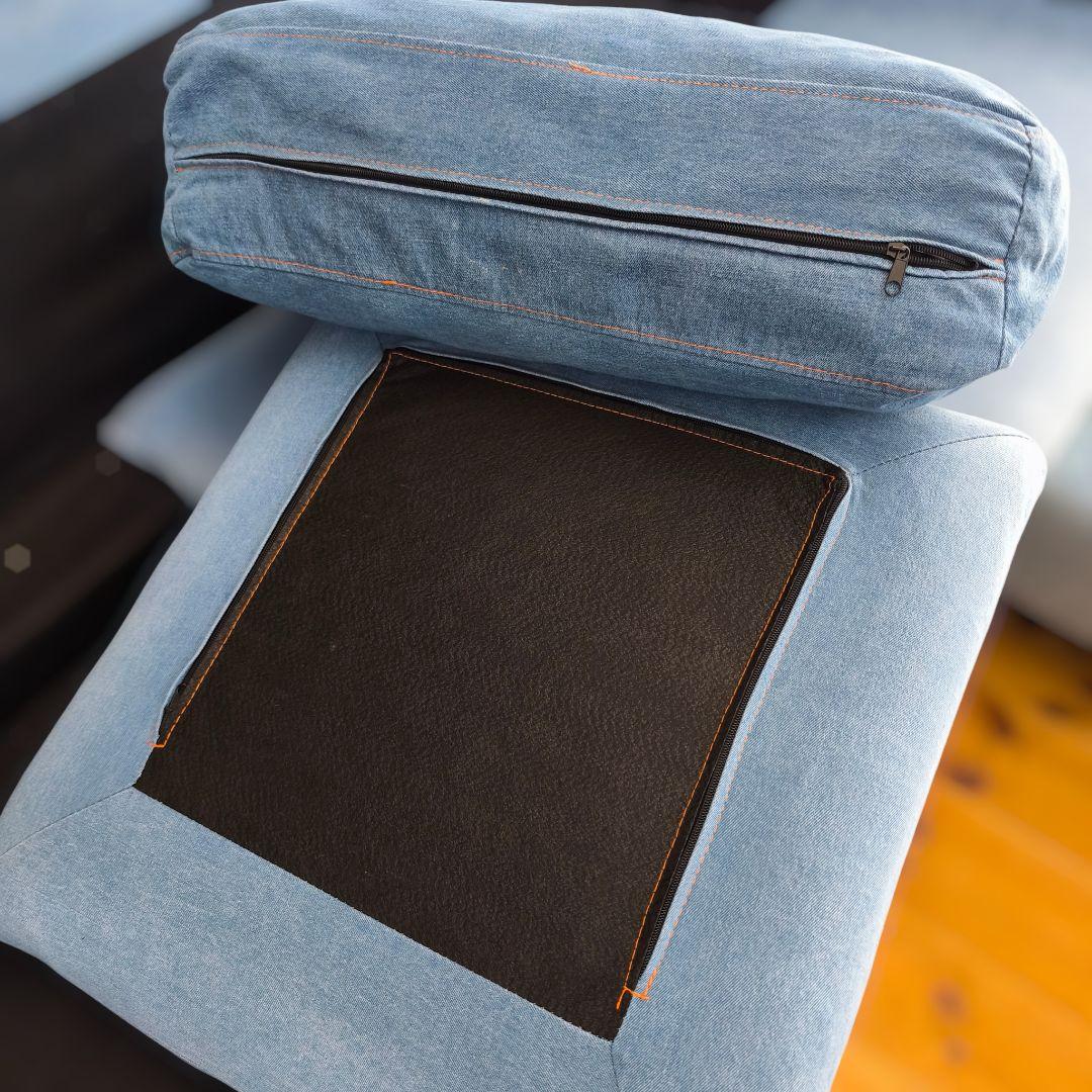 デニム カウチ ソファ 西海岸 ヴィンテージ スツール&クッション付 幅206