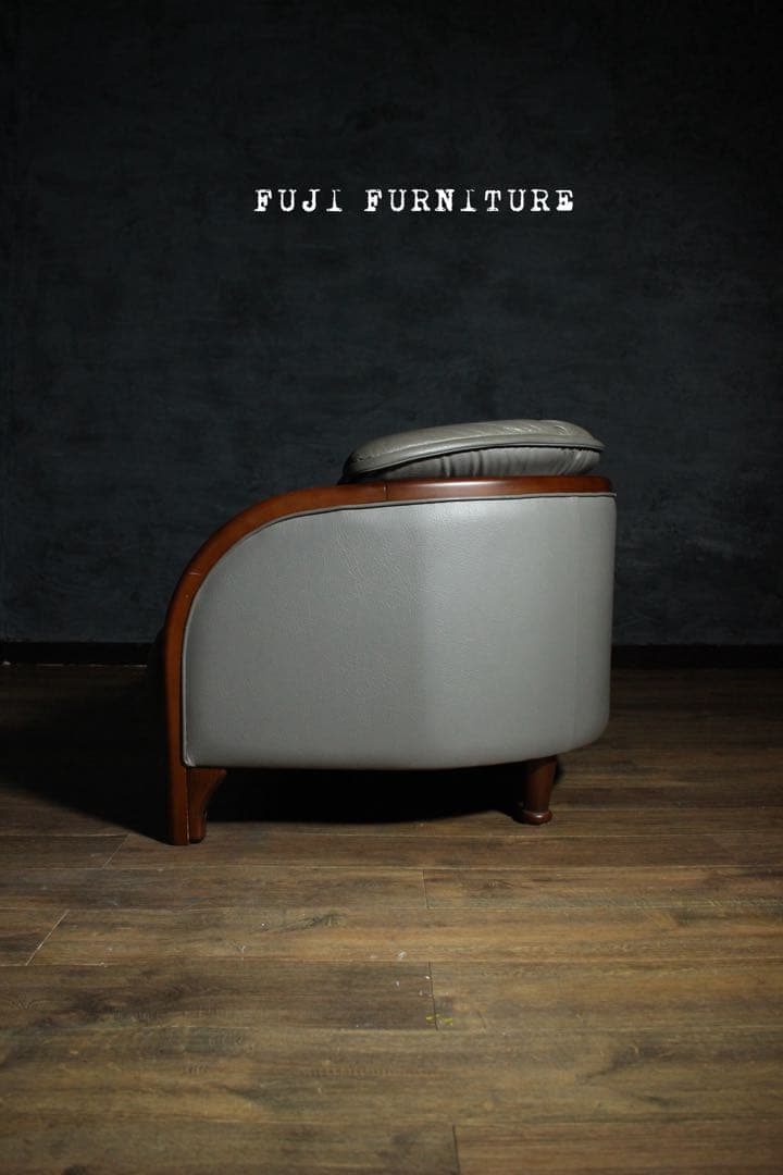 首都圏送無料〜オールドカラー&デザイン　本革　オーク肘掛け　3人掛け　美　ソファ