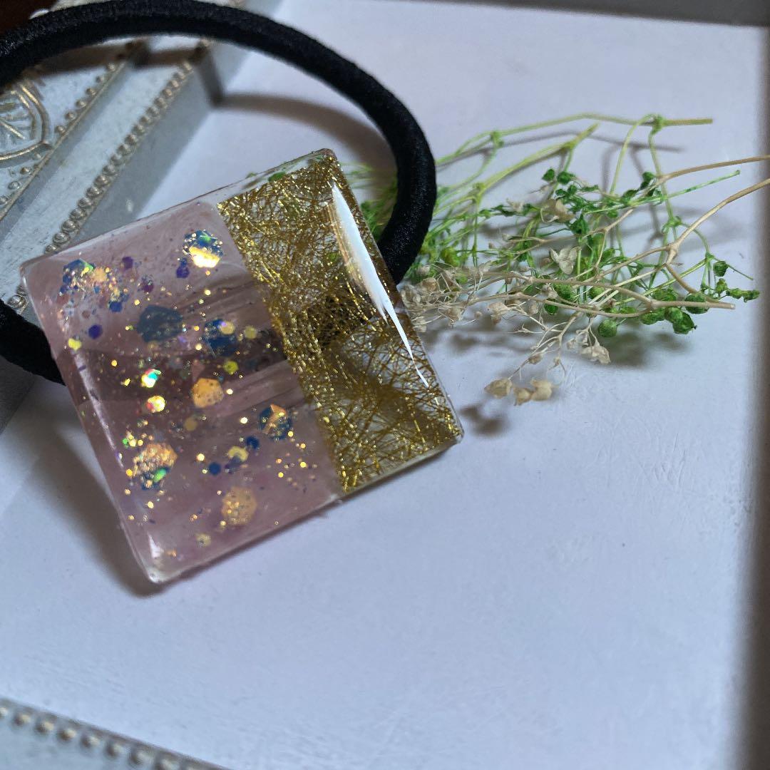 No.25 ハンドメイド レジン ヘアゴム スクエア