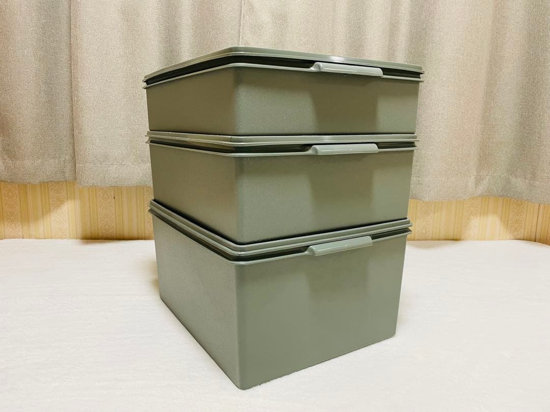 3個セット/送料込み/タッパーウェア/ハーフ/スーパーケース/ディープ/緑/②