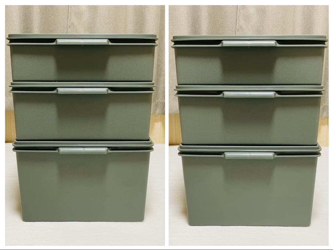 3個セット/送料込み/タッパーウェア/ハーフ/スーパーケース/ディープ/緑/②