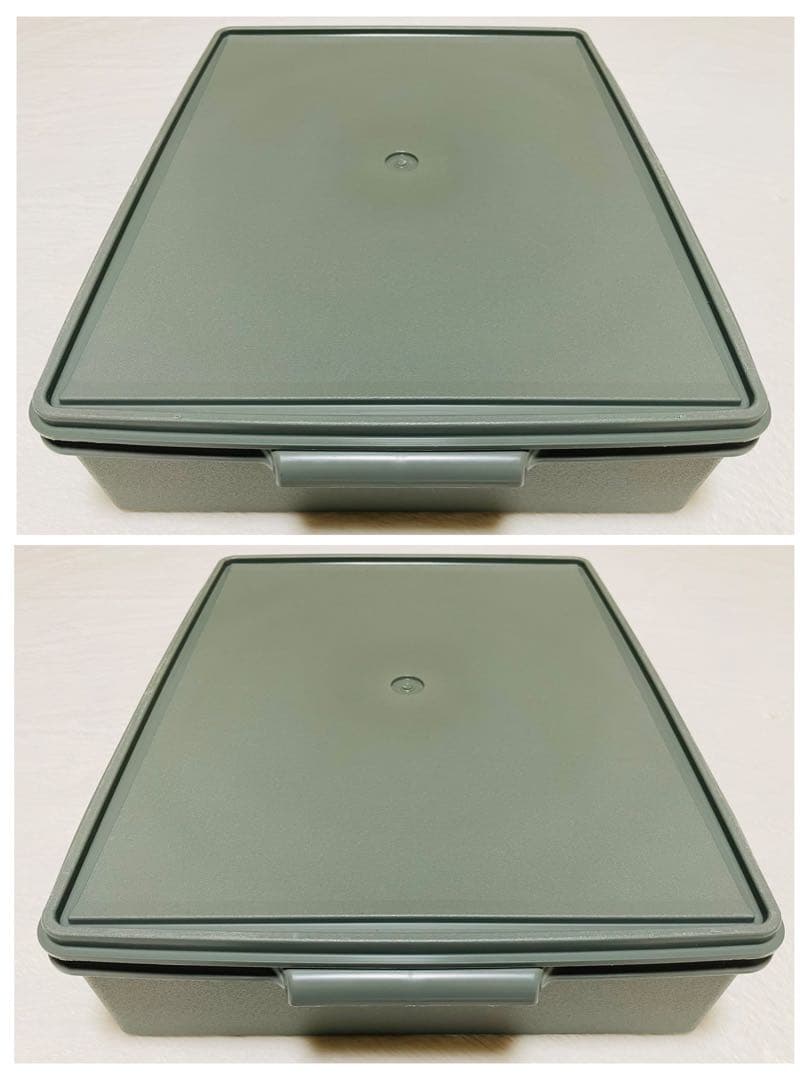 3個セット/送料込み/タッパーウェア/ハーフ/スーパーケース/ディープ/緑/②