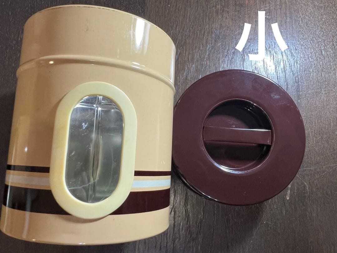 【昭和レトロ】キャニスター（食品容器）小窓付ブリキ缶３個　未使用