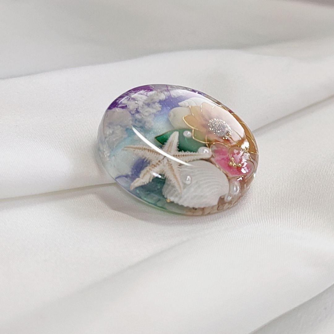 【No.150】海空 ひまわり シェル レジン໒꒱·̩͙ヘアゴム選べるパーツ