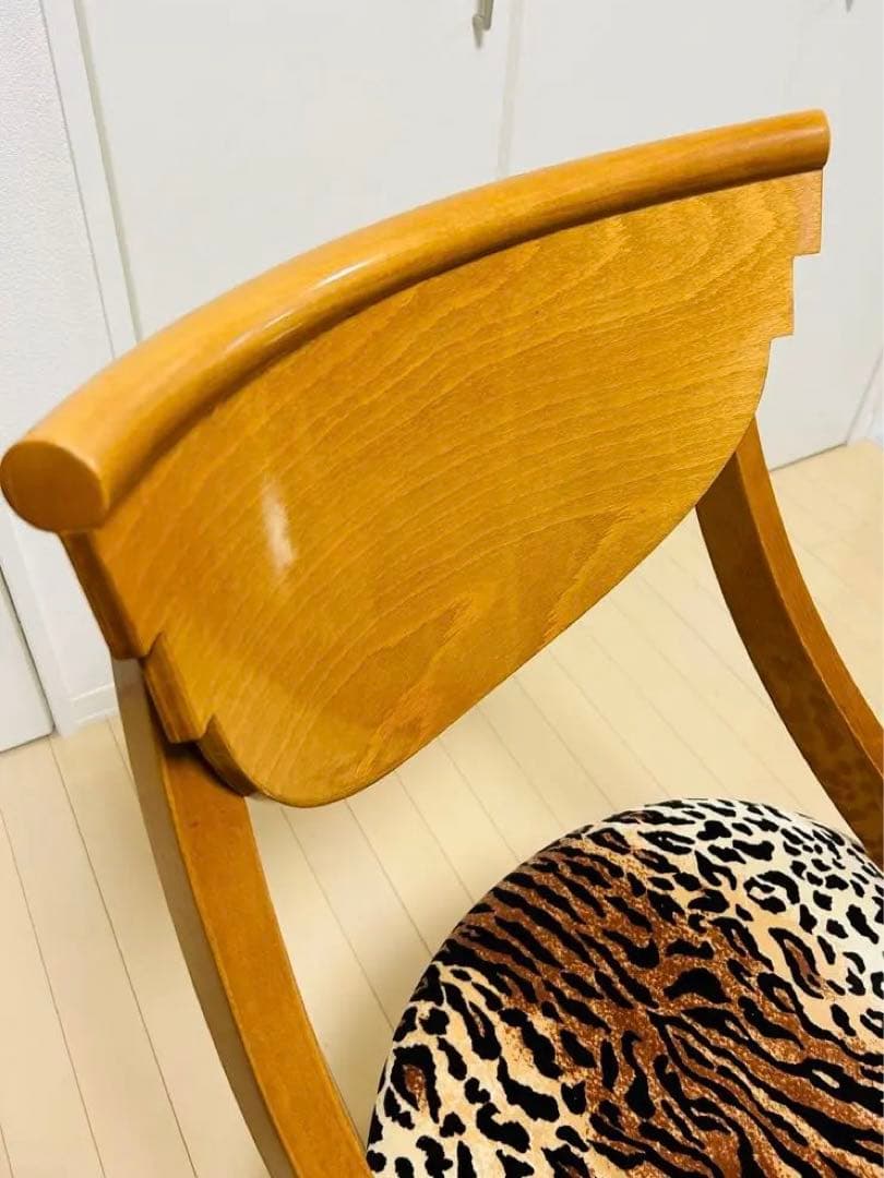 【希少】ヴィンテージ 木製 デザインチェア ヒョウ柄