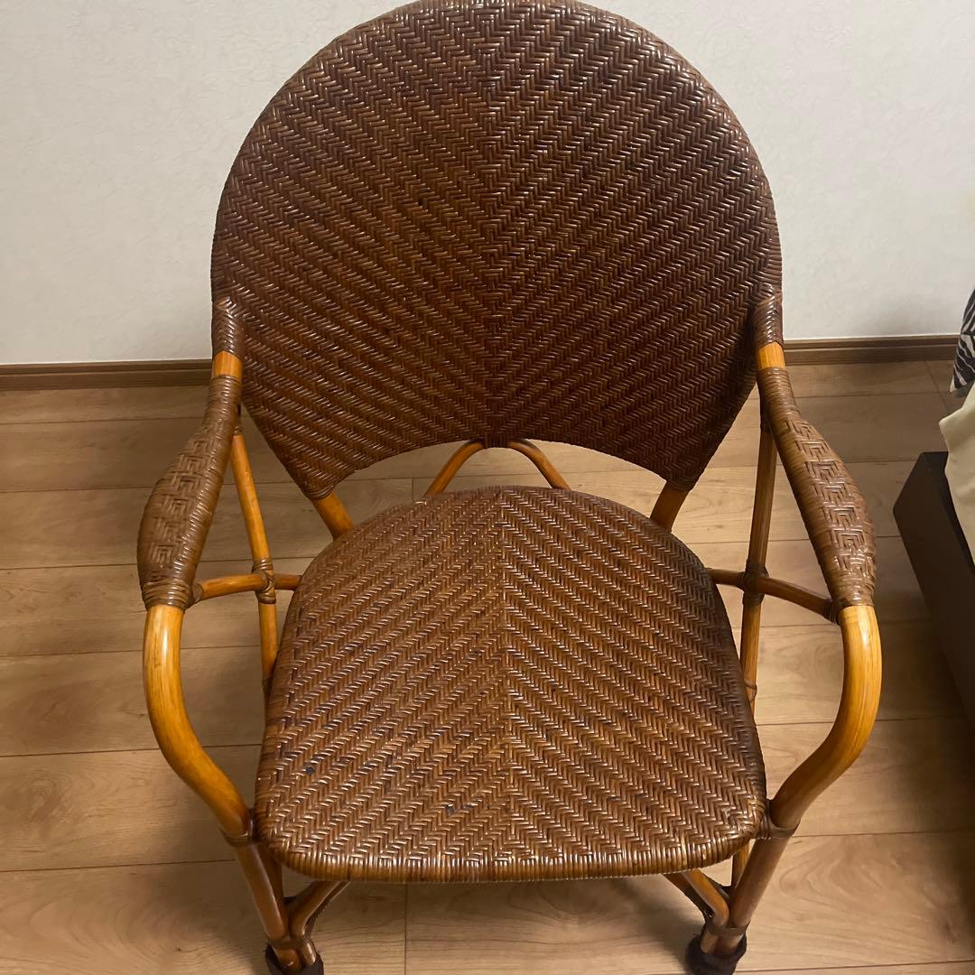 値下げ★Kazama ラタン アームチェア ブラウン