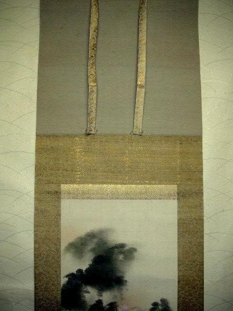 ♥掛軸　嵐山 春色　【 景雲 】　桜　掛け軸　共箱付き　骨董品