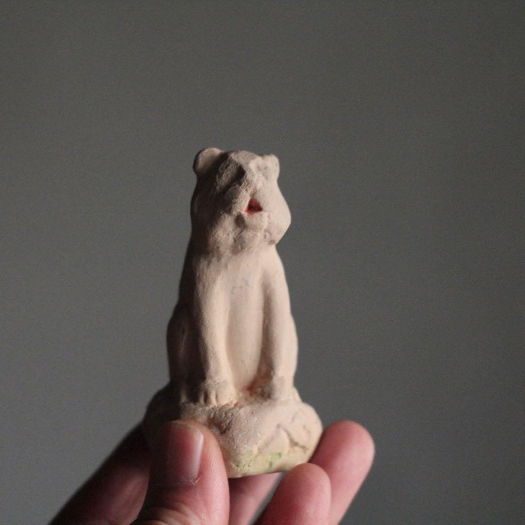 古い くらまの虎 戦前 土人形 郷土人形 古道具 オブジェ 鞍馬のひねり虎