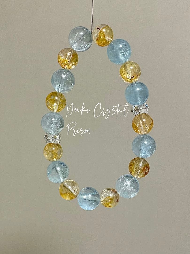 アクアマリン×イエローヘマトイドクォーツ　天然石ブレスレット