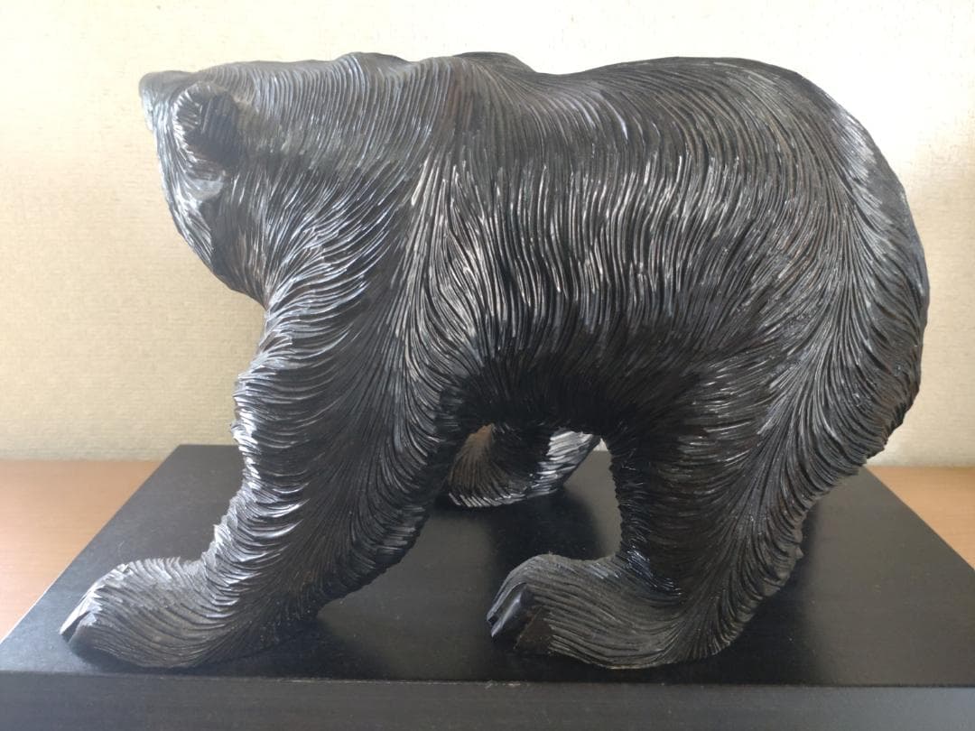 【レア】木彫り熊　ビンテージ　彫刻作品　魚なし 台座つき