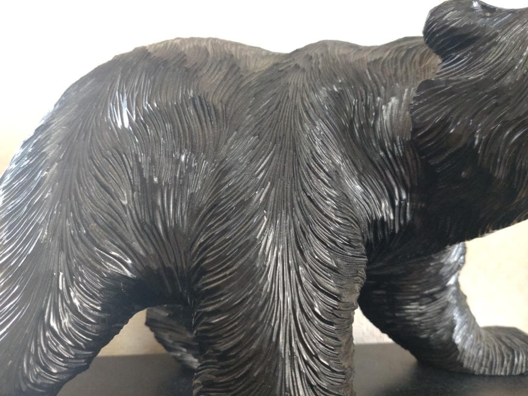 【レア】木彫り熊　ビンテージ　彫刻作品　魚なし 台座つき