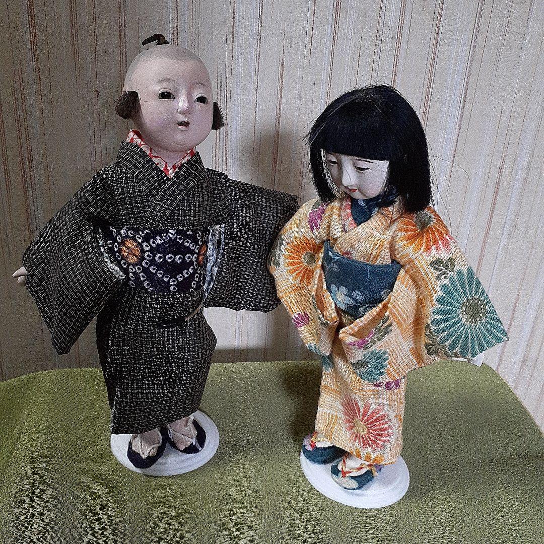 市松人形、お坊ちゃんと、村娘