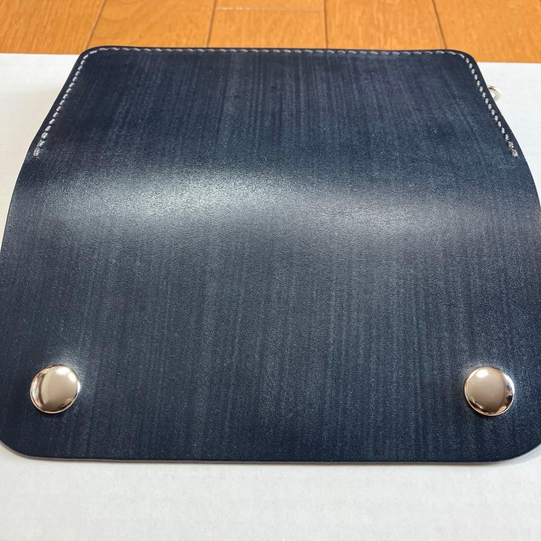 [ハンドメイド]トラッカーウォレット ブライドル ネイビー180×95