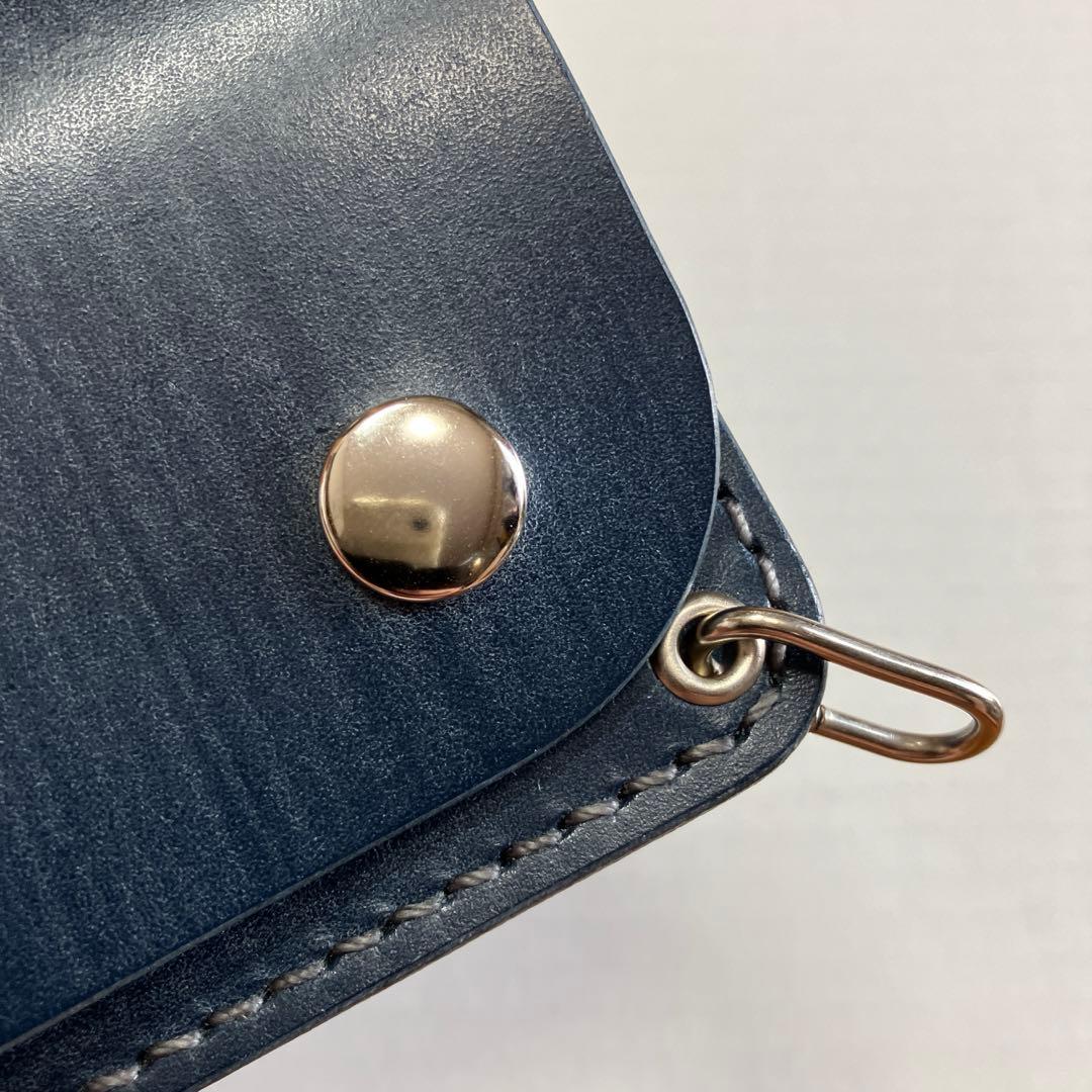 [ハンドメイド]トラッカーウォレット ブライドル ネイビー180×95