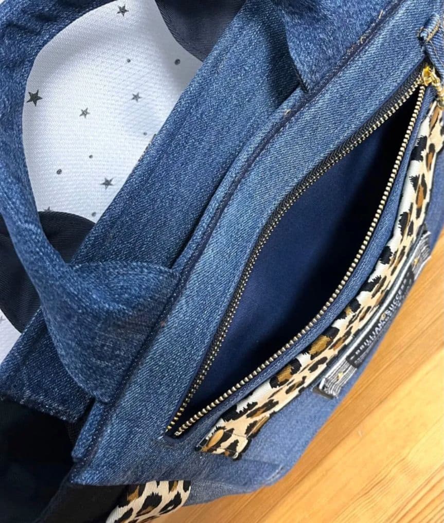 デニムリメイクバッグ（M）No.915☆ハンドバッグ　ショルダーバッグにも！