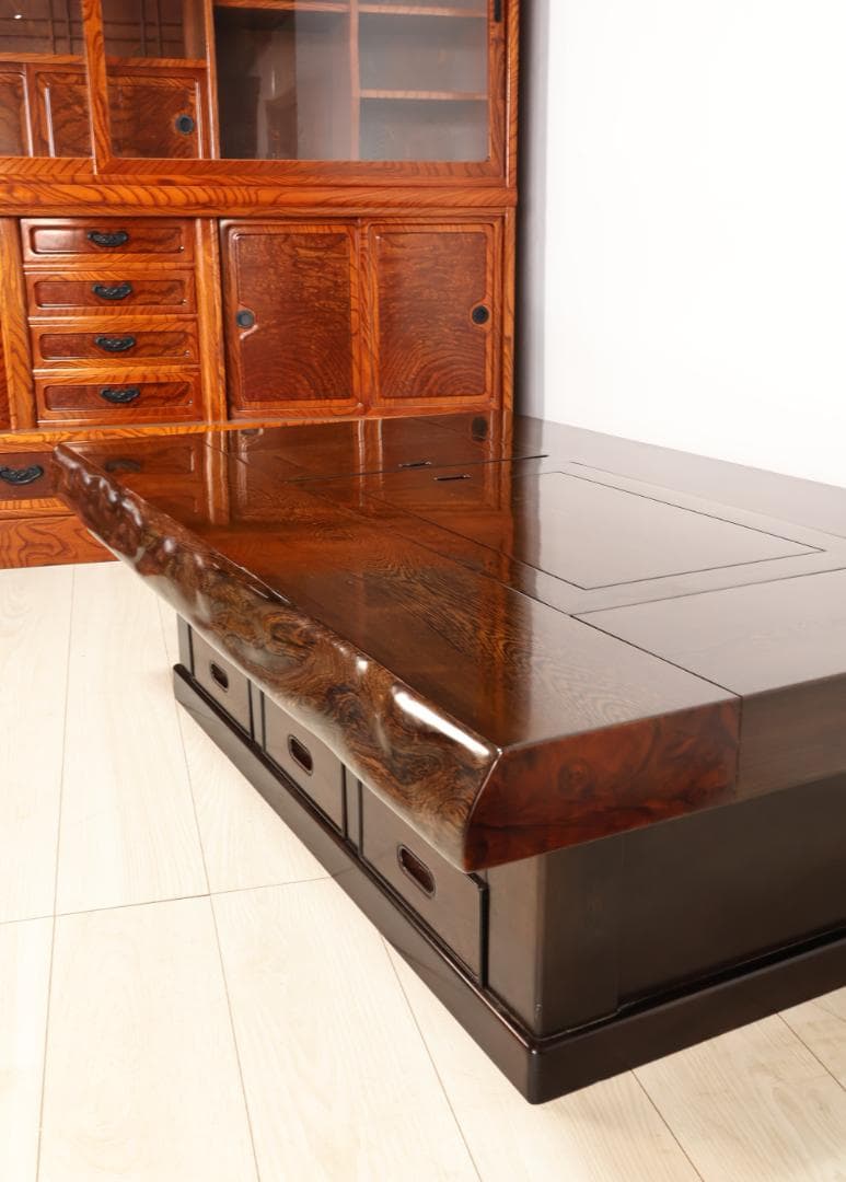 新品未使用　鉄刀木（タガヤサン）総無垢　関西火鉢　4尺　天厚7.5　BJ217