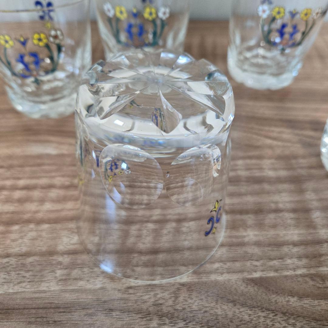 雨宮喜能登　窯彩硝子　花柄ガラスグラス6個セット